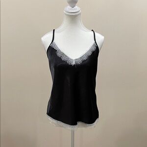 Nicole Miller Black Camisole with White Lace Trim